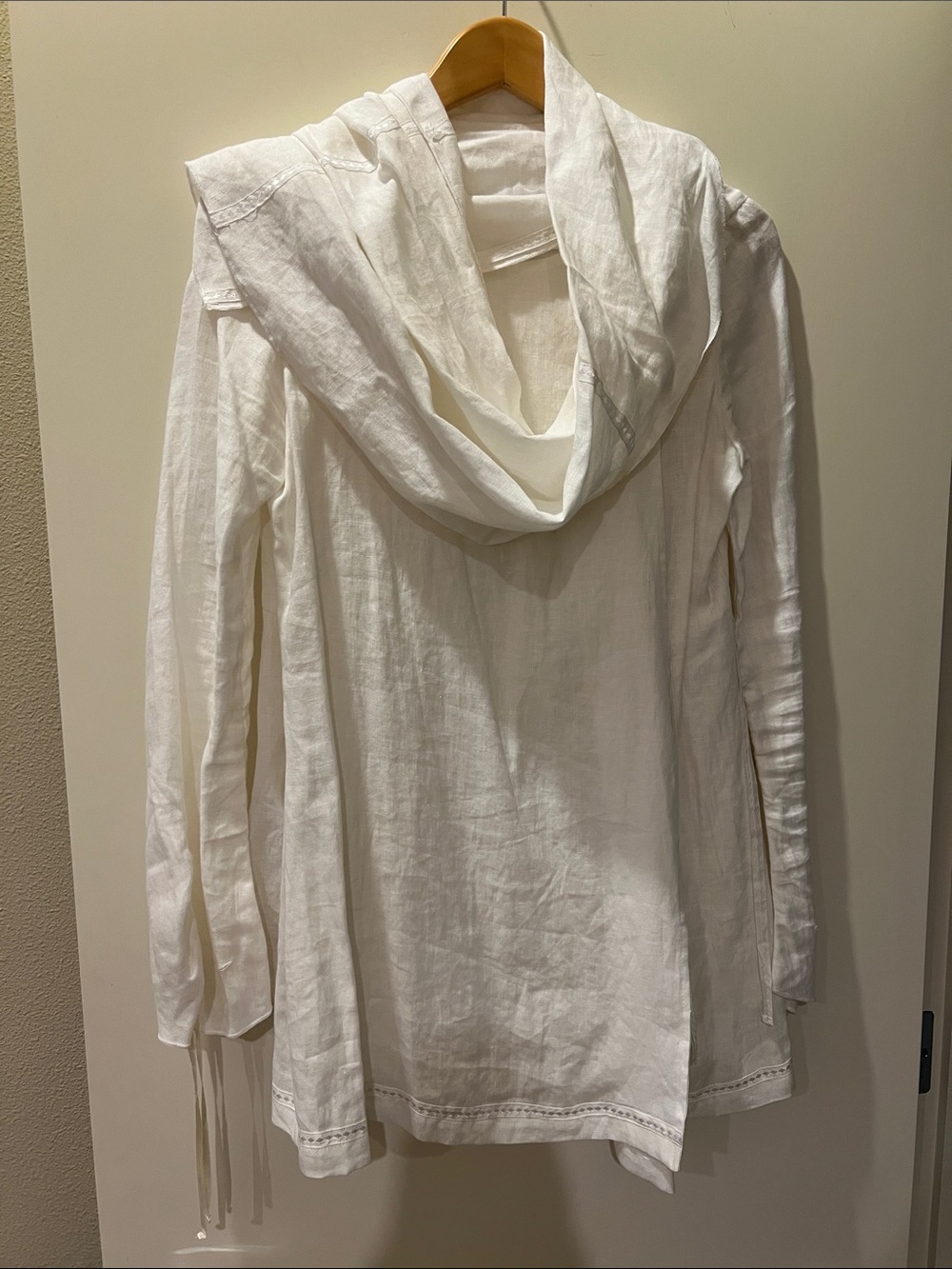Lightweight White Hooded Linen Top